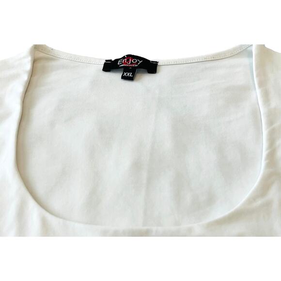 ENJOY WOMENS WEAR SCOOP NECK TANK TOP, WOMENS, XXL, SOLID WHITE, SLEEVELESS - Picture 5 of 9